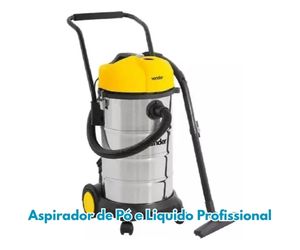 Aspirador industrial de pó e líquido (tanque inox 70 L, 1600 W) que remove resíduos sólidos, líquidos e poeira fina em uma única passada — acelera a limpeza pesada e é diferencial da Rub Clean.